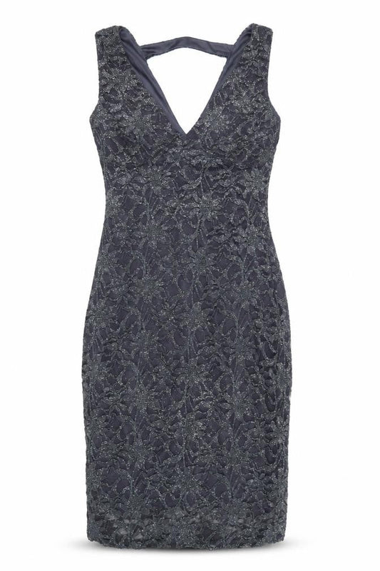 Quiz Women’s Grey Lace Bodycon Party Dress Size 18 Sleeveless V-Neck