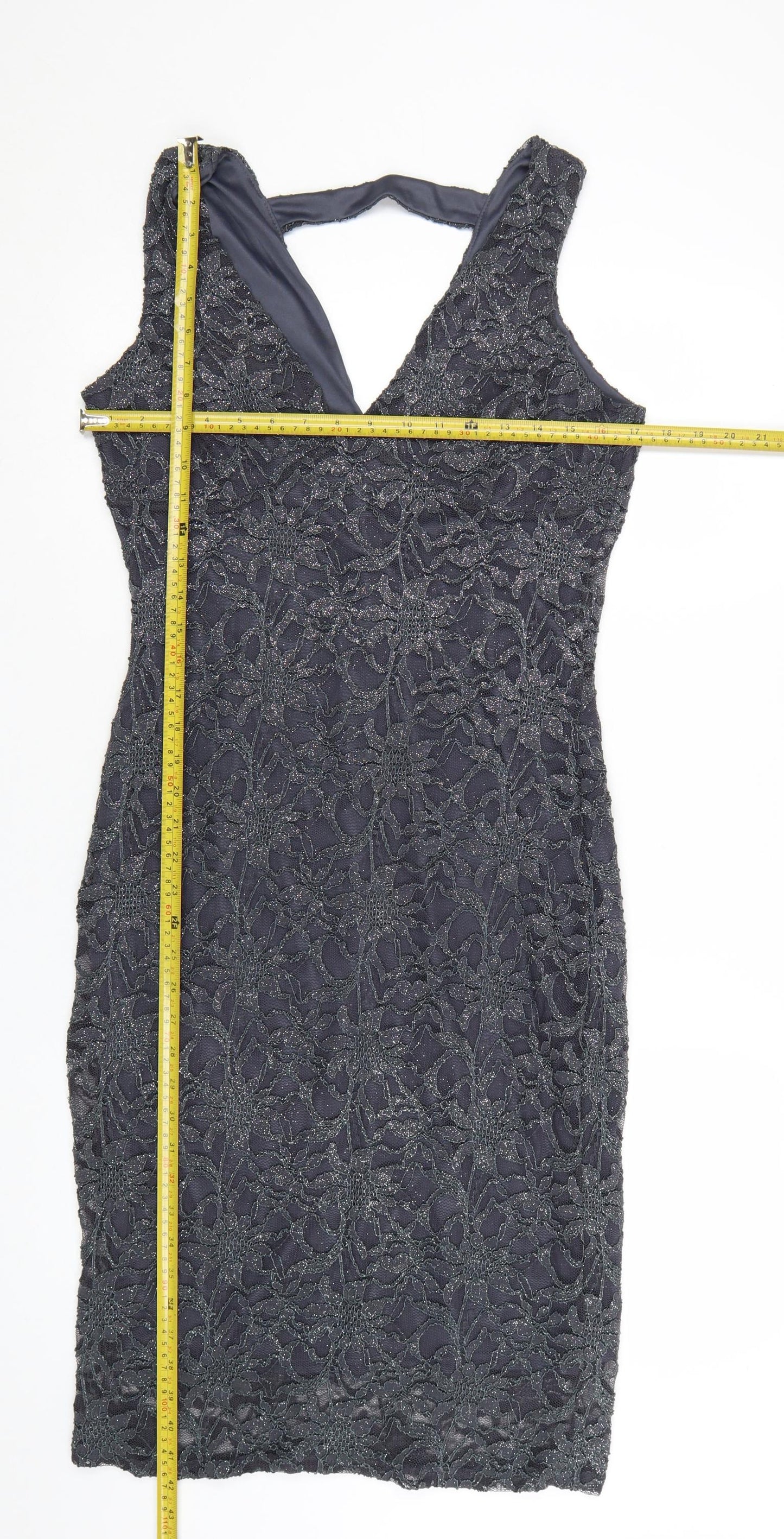 Quiz Women’s Grey Lace Bodycon Party Dress Size 18 Sleeveless V-Neck