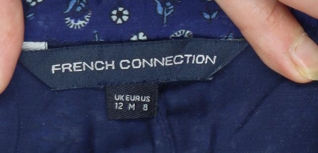 French Connection Womens Blue Floral Wide-Leg Cropped Trousers Size 12