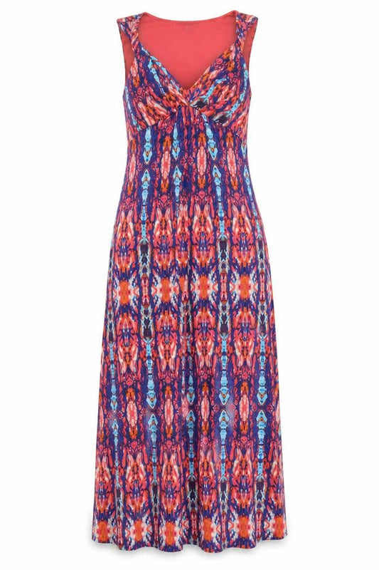 Marks and Spencer Per Una Women’s Multicoloured Midi A-Line V-Neck Sleeveless Dress Size 10