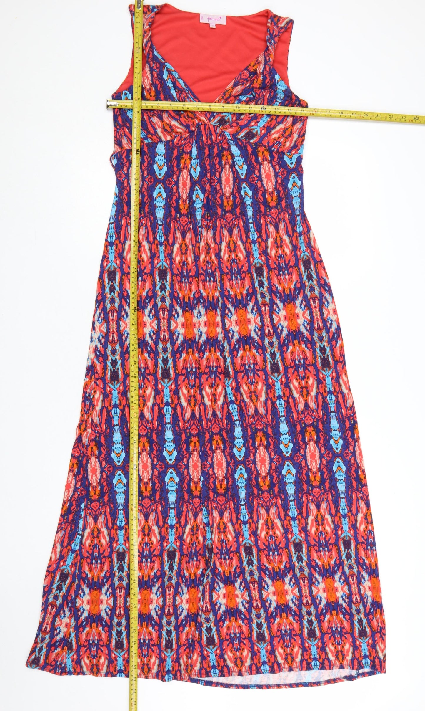 Marks and Spencer Per Una Women’s Multicoloured Midi A-Line V-Neck Sleeveless Dress Size 10