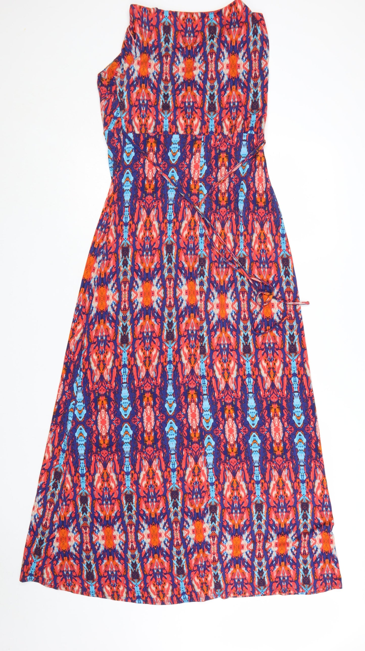 Marks and Spencer Per Una Women’s Multicoloured Midi A-Line V-Neck Sleeveless Dress Size 10