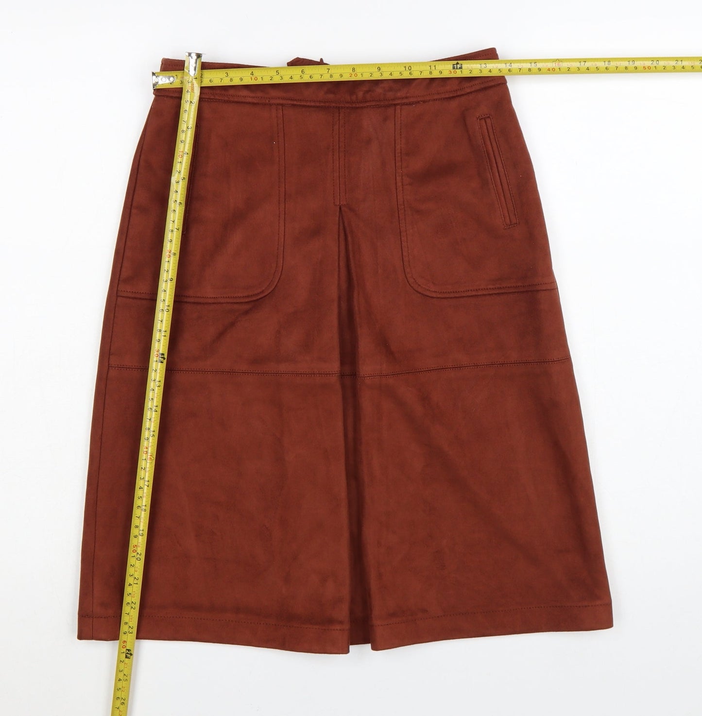 Next Women’s Brown Suede Effect A-Line Knee Length Skirt UK 6