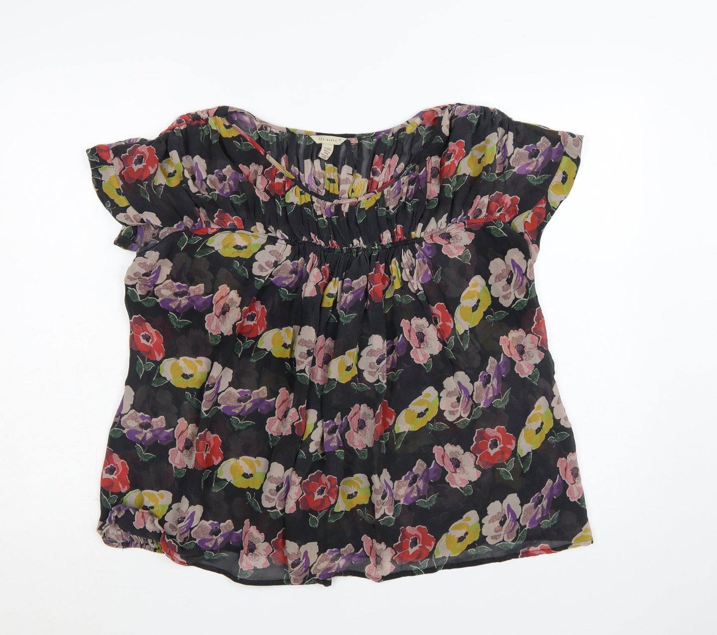 Ted Baker Women’s Multicoloured Floral Silk Tunic Blouse Size 10