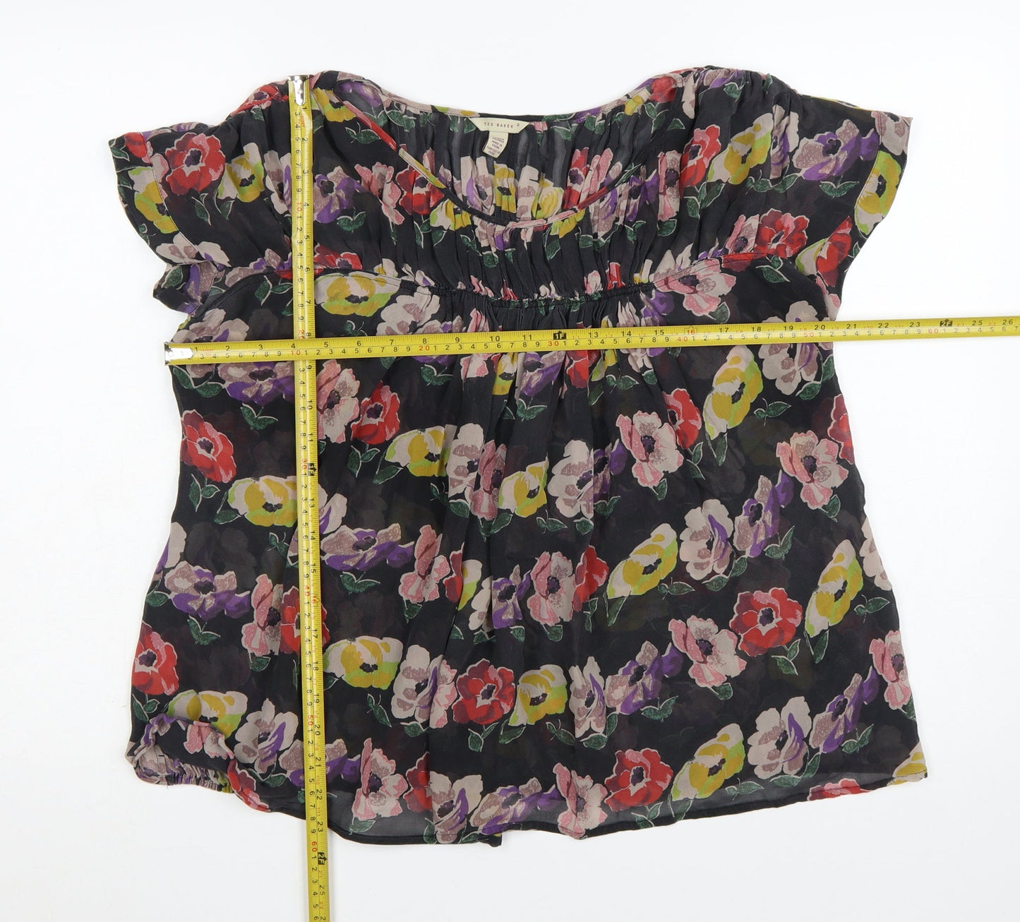 Ted Baker Women’s Multicoloured Floral Silk Tunic Blouse Size 10
