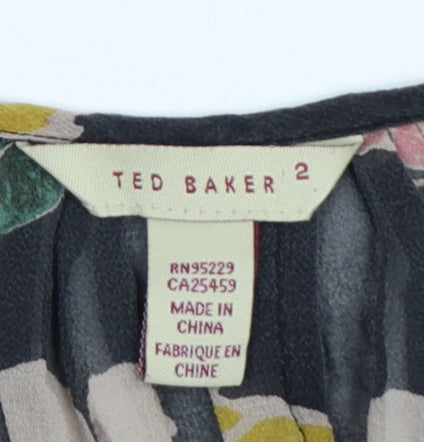 Ted Baker Women’s Multicoloured Floral Silk Tunic Blouse Size 10