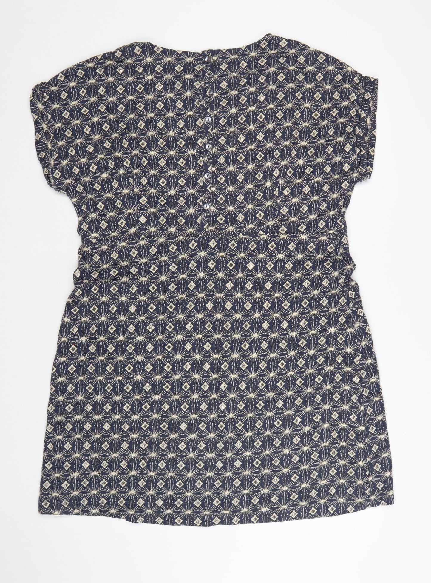 Weird Fish Women Blue Geometric Cotton Shift Dress Size 22