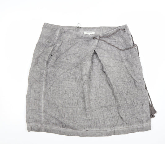 Sandwich Womens Grey Linen Wrap Skirt Size 14 Knee Length