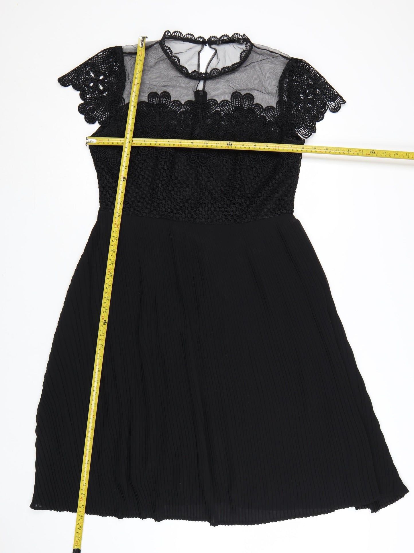 Zara Women Black Lace Fit & Flare Knee Length Dress Size 16