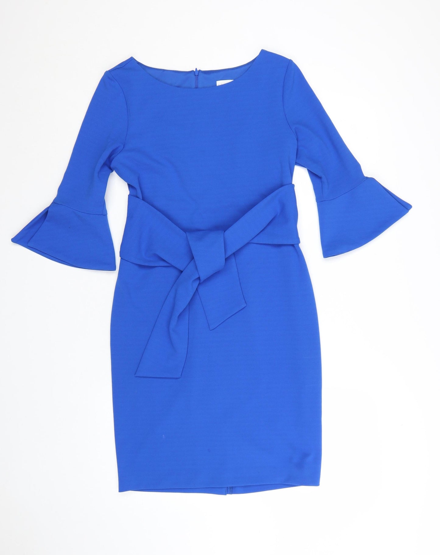 Linea Women Blue Size 10 Sheath Knee Length Belted Dress
