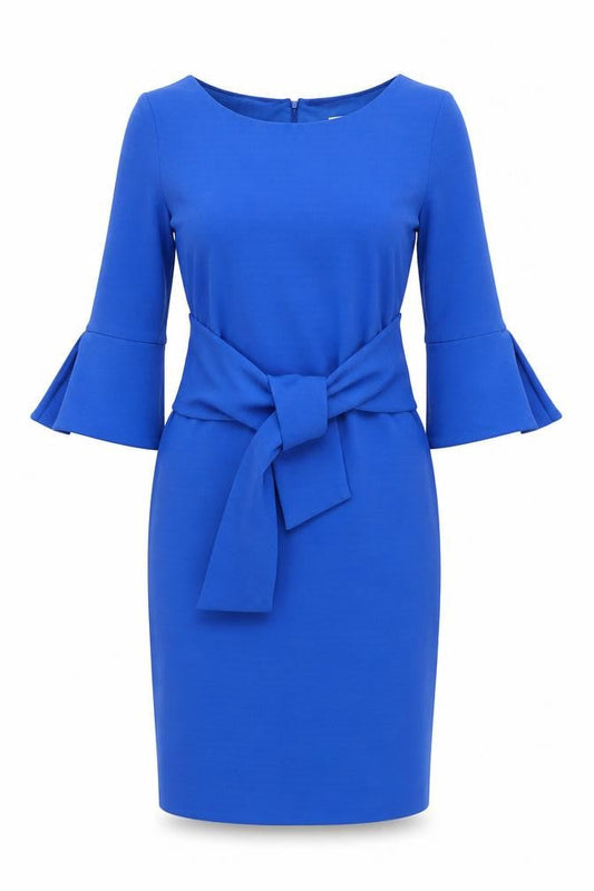 Linea Women Blue Size 10 Sheath Knee Length Belted Dress