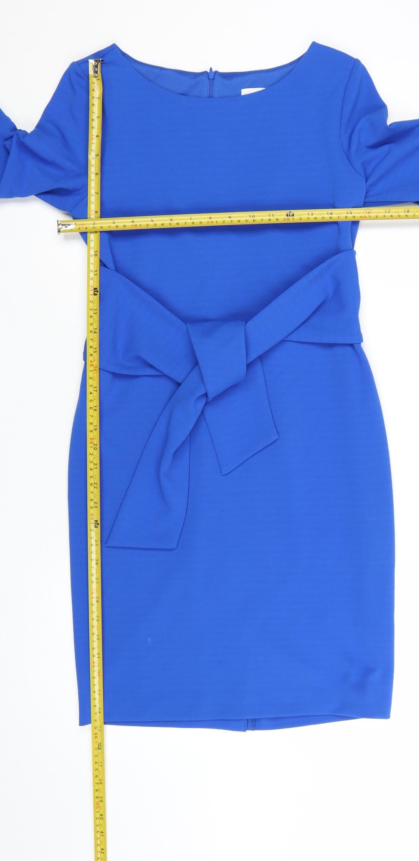 Linea Women Blue Size 10 Sheath Knee Length Belted Dress