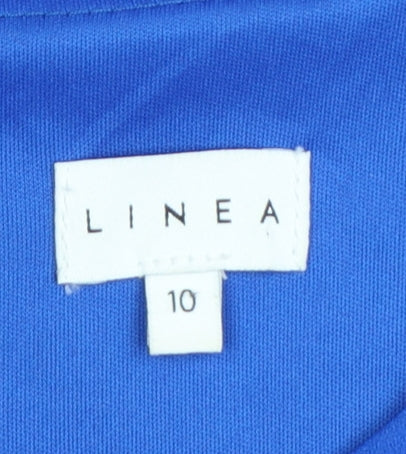Linea Women Blue Size 10 Sheath Knee Length Belted Dress