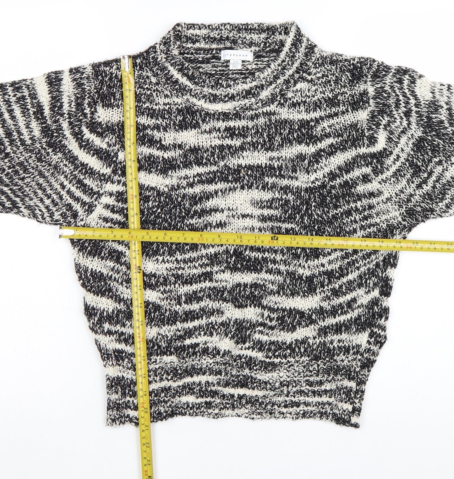 Topshop Women’s Multicoloured Chunky-Knit High Neck Pullover Jumper M