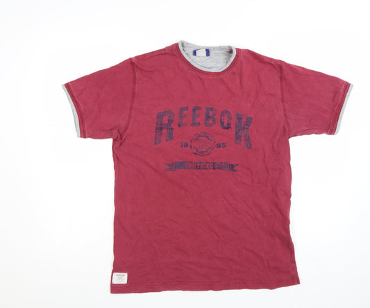 Reebok Men's Red Short Sleeve Cotton Crew Neck Sports T-Shirt Size S