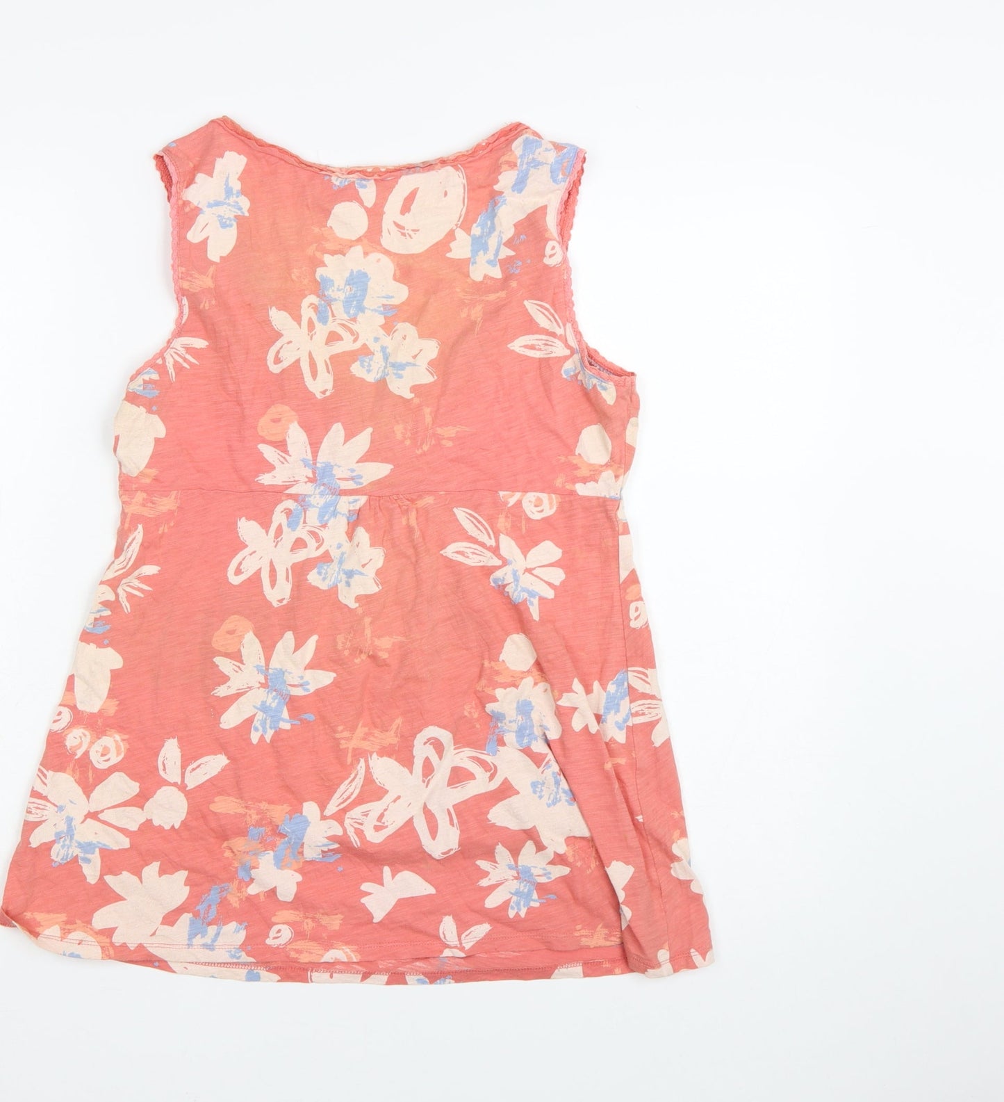 White Stuff Women’s Pink Floral Cotton Tunic Tank Top Size 12