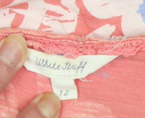 White Stuff Women’s Pink Floral Cotton Tunic Tank Top Size 12