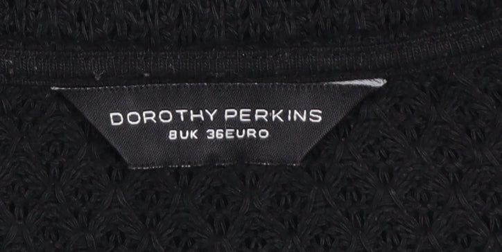 Dorothy Perkins Women’s Black Size 8 Open-Knit Pullover Jumper