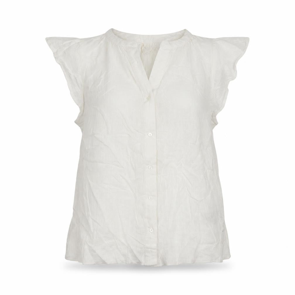 Next Women's White Linen Blend Sleeveless Button Blouse UK 8