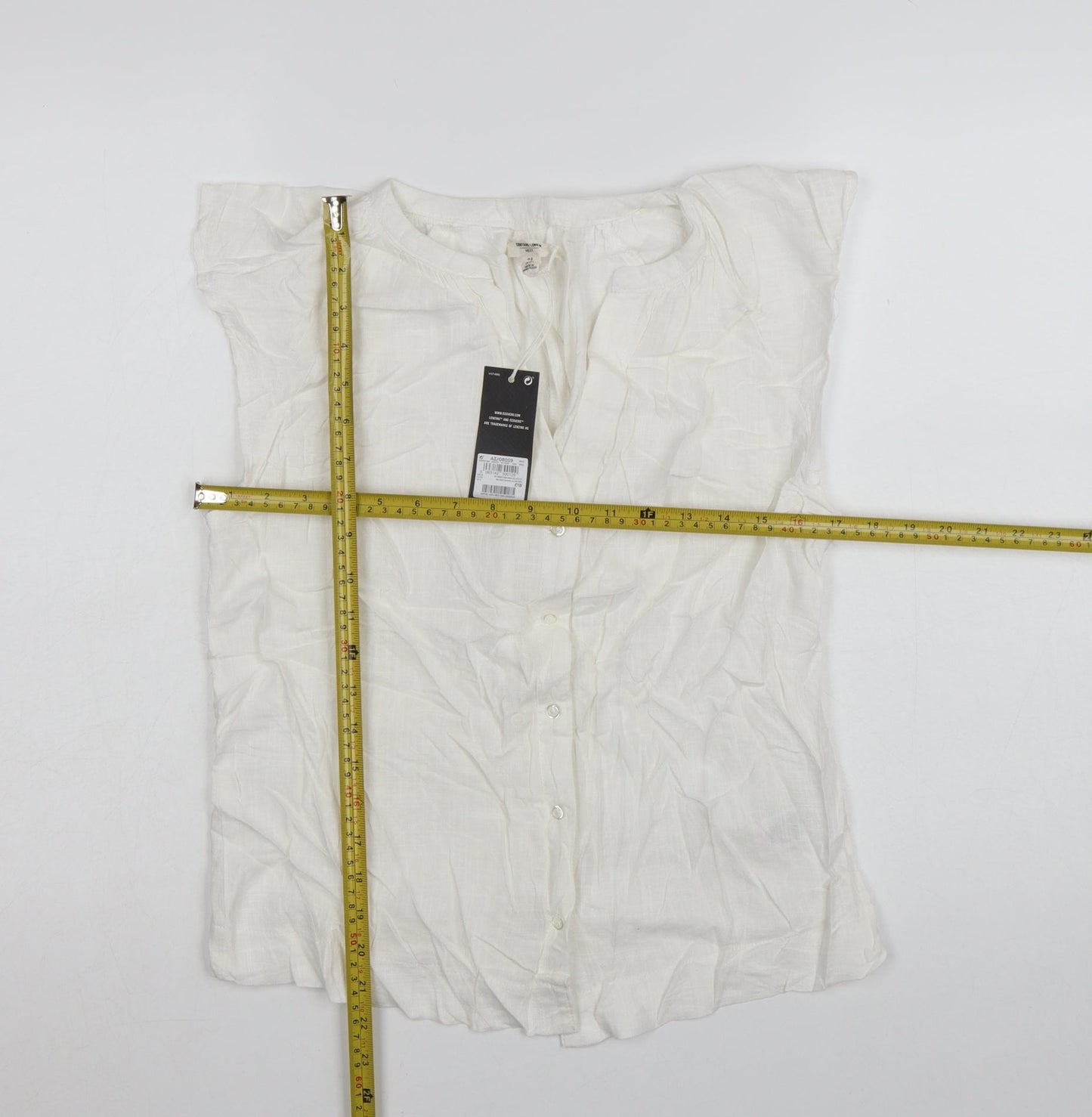 Next Women's White Linen Blend Sleeveless Button Blouse UK 8