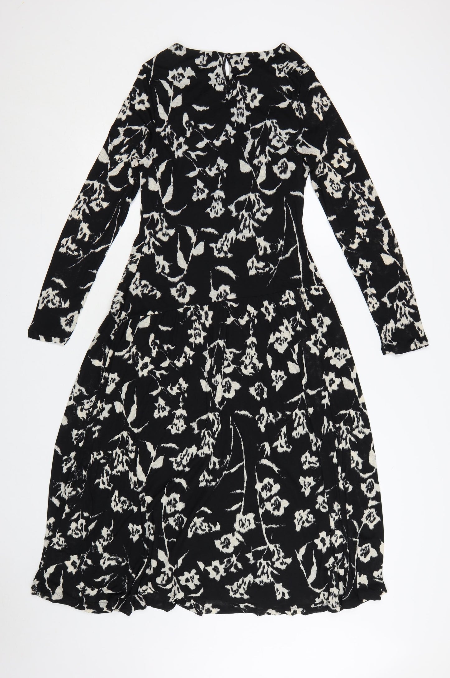 Marks and Spencer Women's Black Floral Fit & Flare Dress Size 10