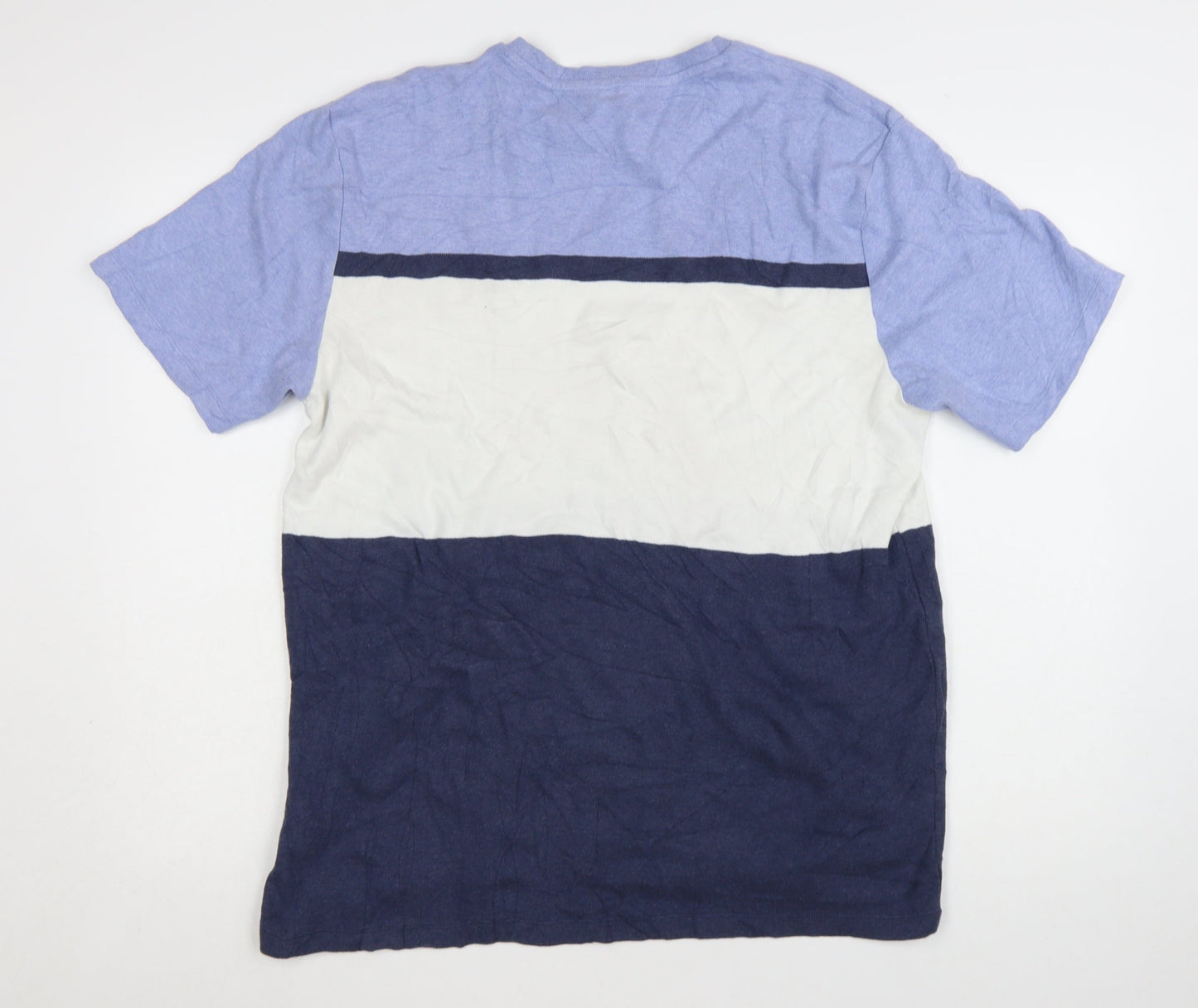 Next Men’s Blue White Colourblock Cotton Crew Neck T-Shirt XL