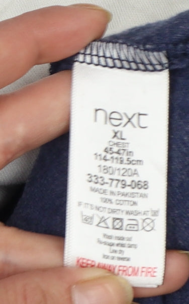Next Men’s Blue White Colourblock Cotton Crew Neck T-Shirt XL
