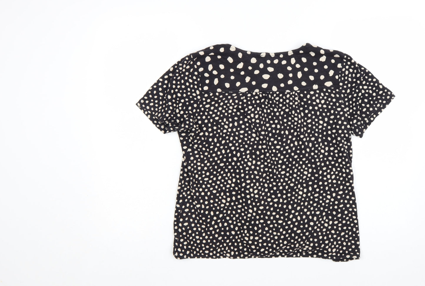 FatFace Women's Black Polka Dot Button Tunic Blouse UK 12 Cotton Modal
