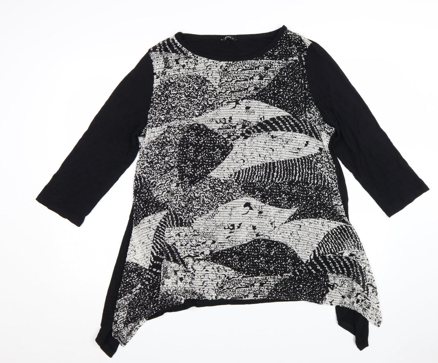 Roman Women's Black Geometric Tunic Blouse Size 18 3/4 Sleeve