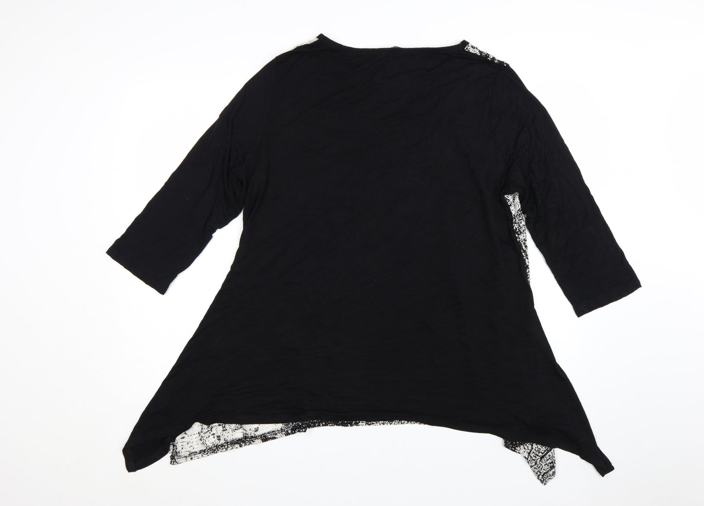 Roman Women's Black Geometric Tunic Blouse Size 18 3/4 Sleeve