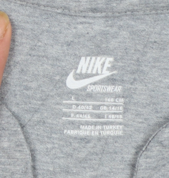 Nike Womens Grey Short Sleeve V-Neck Sportswear T-Shirt Size L