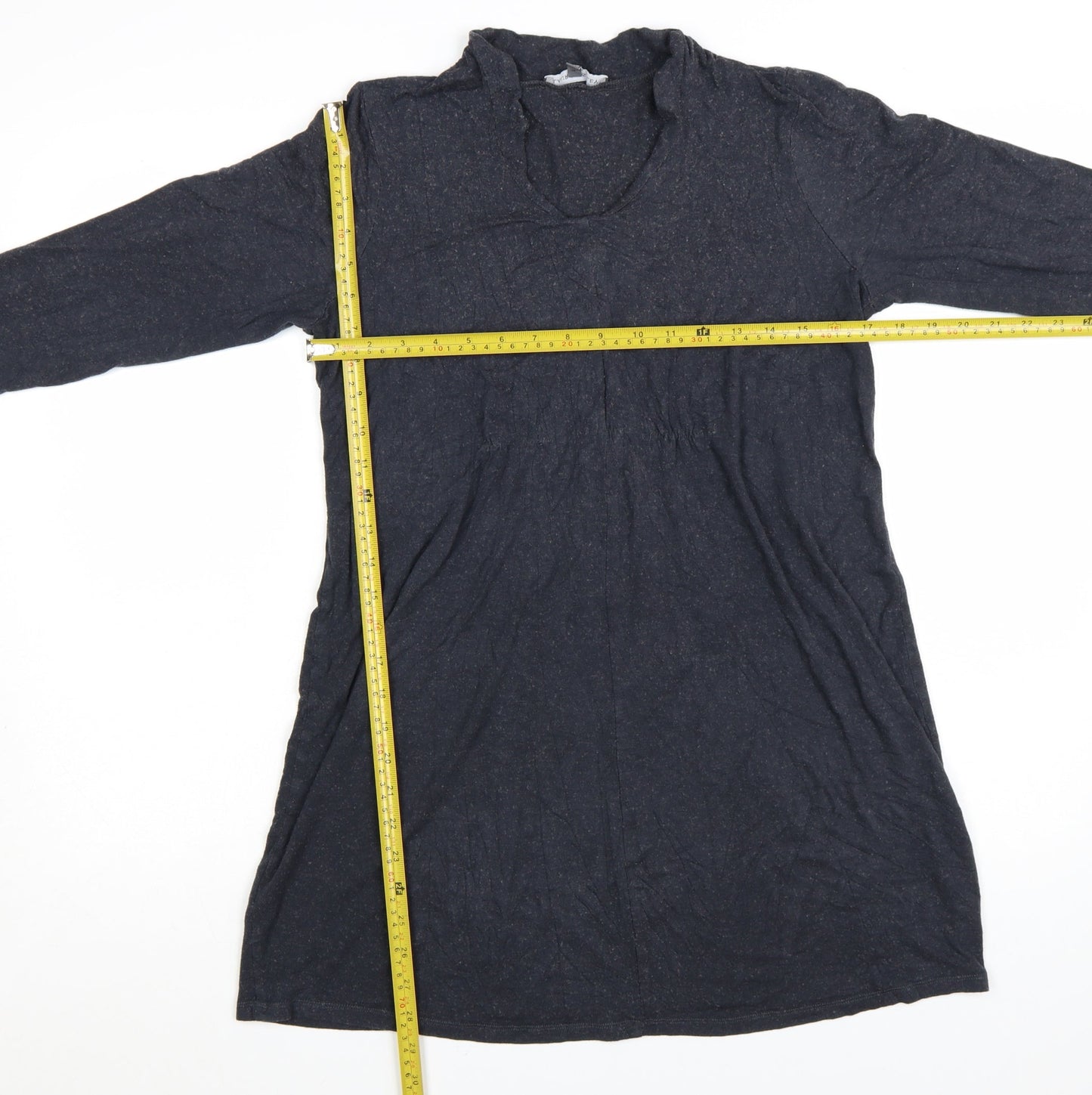 Laura Ashley Women Black Size 14 Shift Knit V-Neck Long Sleeve Dress