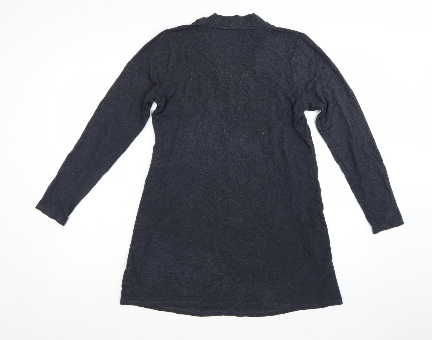 Laura Ashley Women Black Size 14 Shift Knit V-Neck Long Sleeve Dress