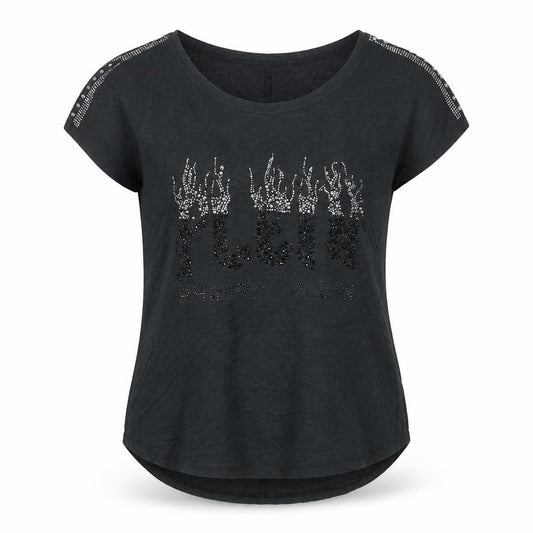 Philipp Plein Womens Black Beaded T-Shirt Size M Gothic Rock Style