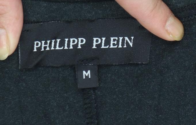 Philipp Plein Womens Black Beaded T-Shirt Size M Gothic Rock Style