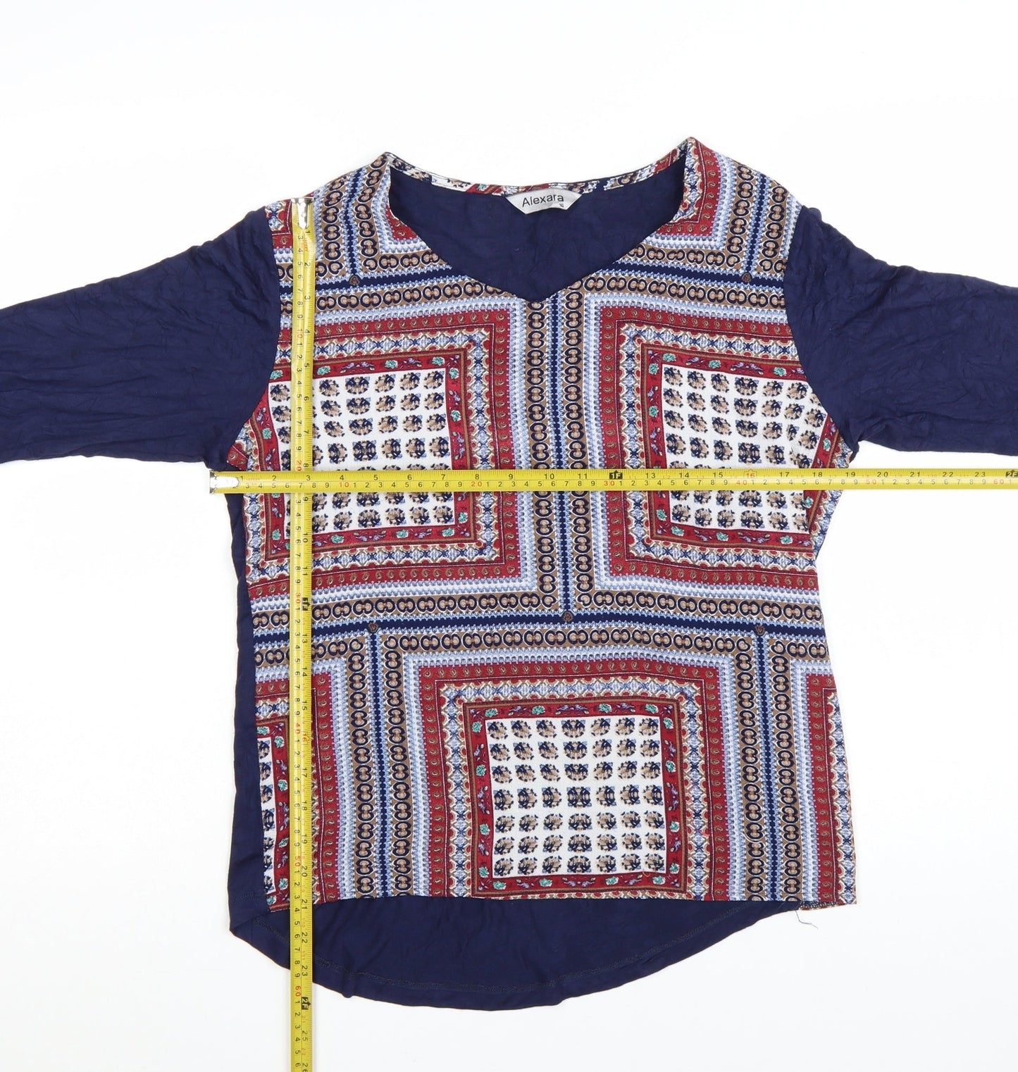 Alexara Women’s Multicoloured Geometric V-Neck Tunic Blouse Size 16