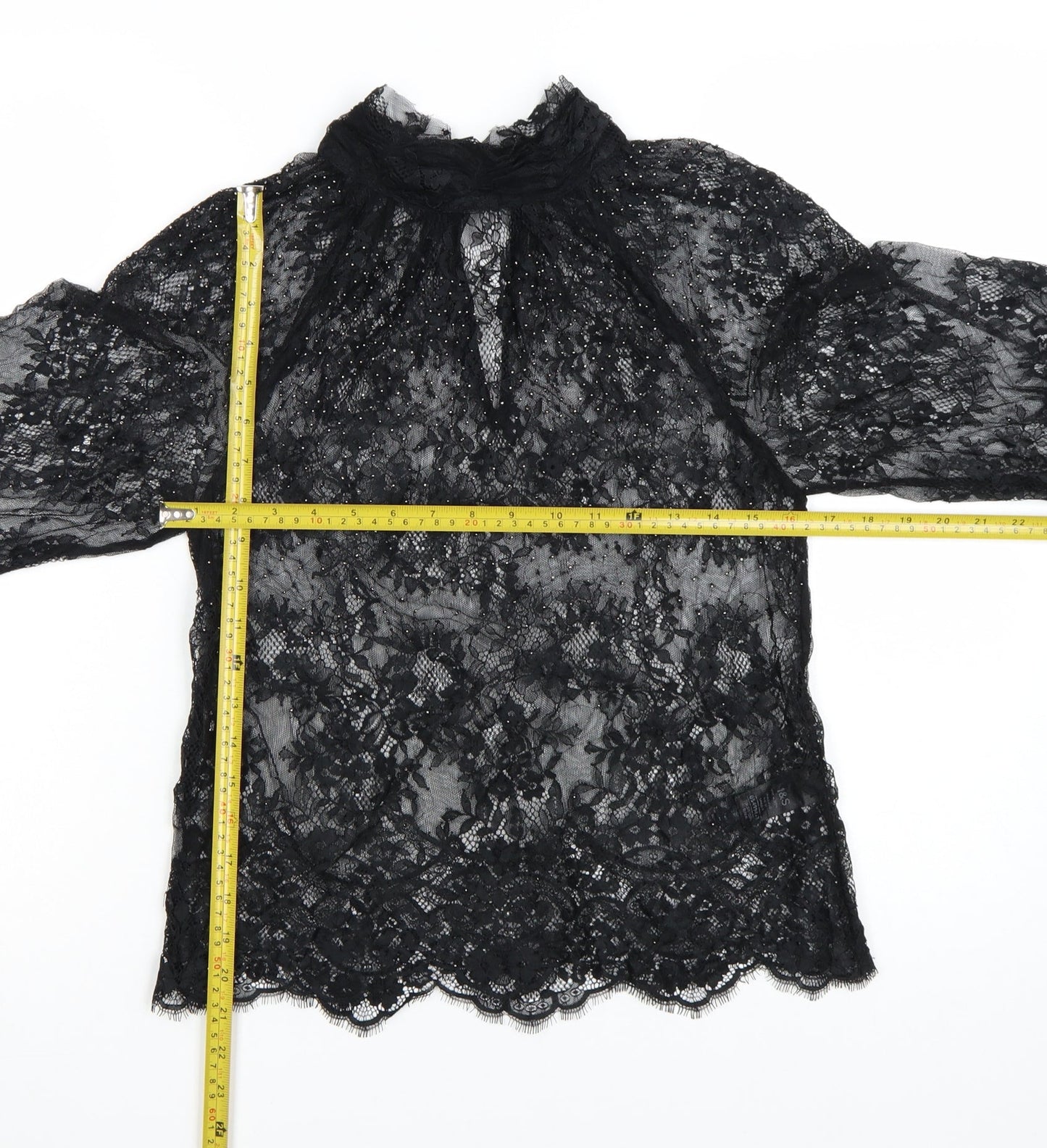 Marks and Spencer Women's Black Lace High Neck Blouse Size 6