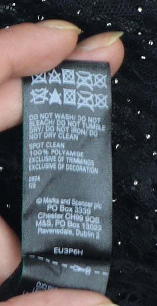 Marks and Spencer Women's Black Lace High Neck Blouse Size 6