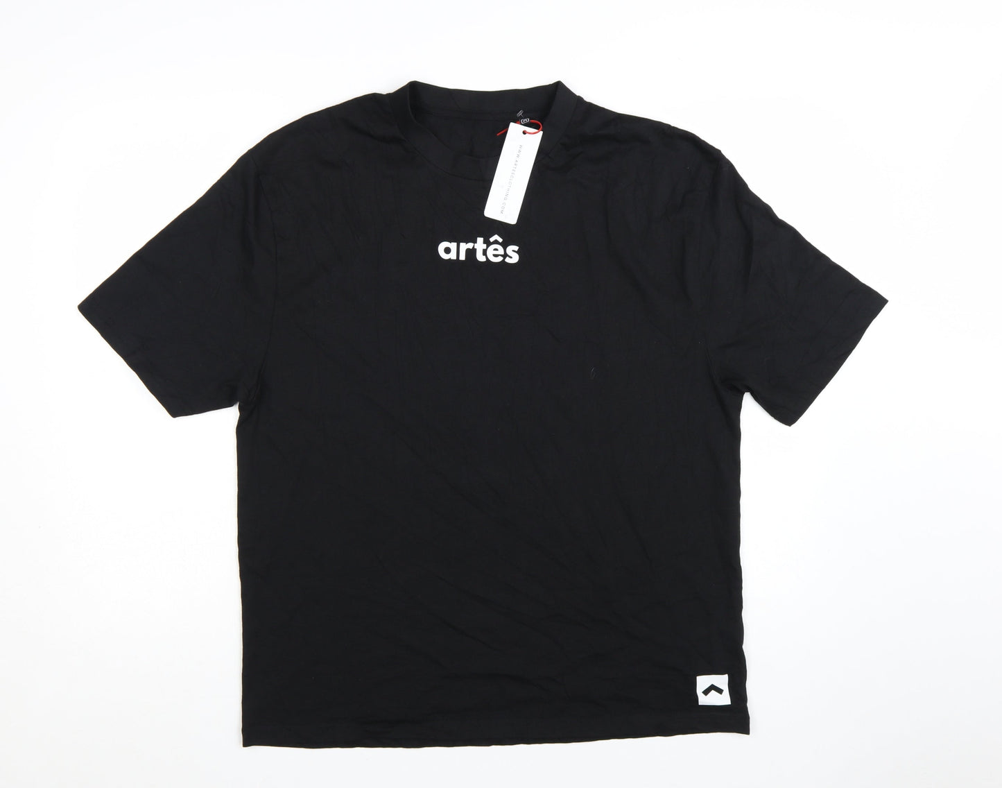 Artês Men's Black Cotton Crew Neck Short Sleeve T-Shirt Size M