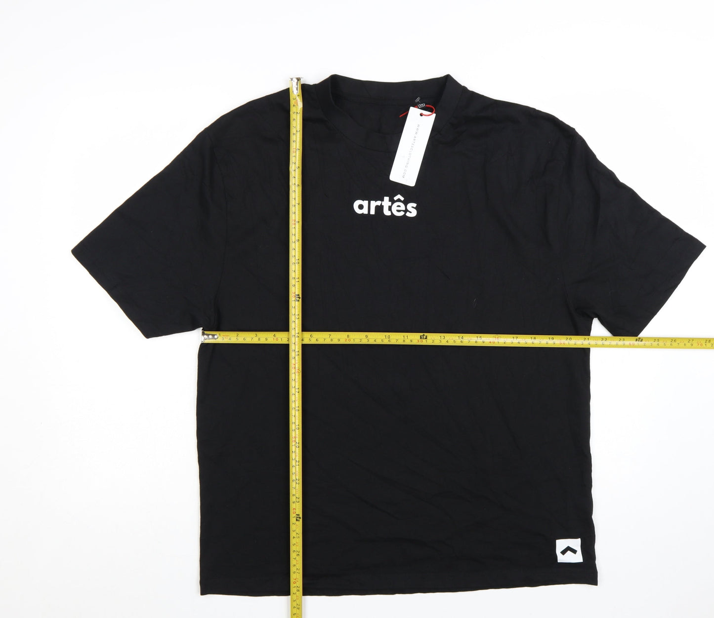 Artês Men's Black Cotton Crew Neck Short Sleeve T-Shirt Size M