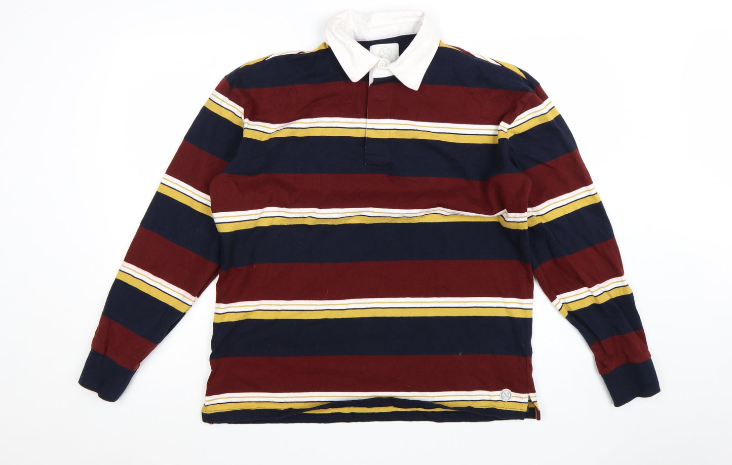 Marks and Spencer Men's Multicoloured Striped Long Sleeve Polo M