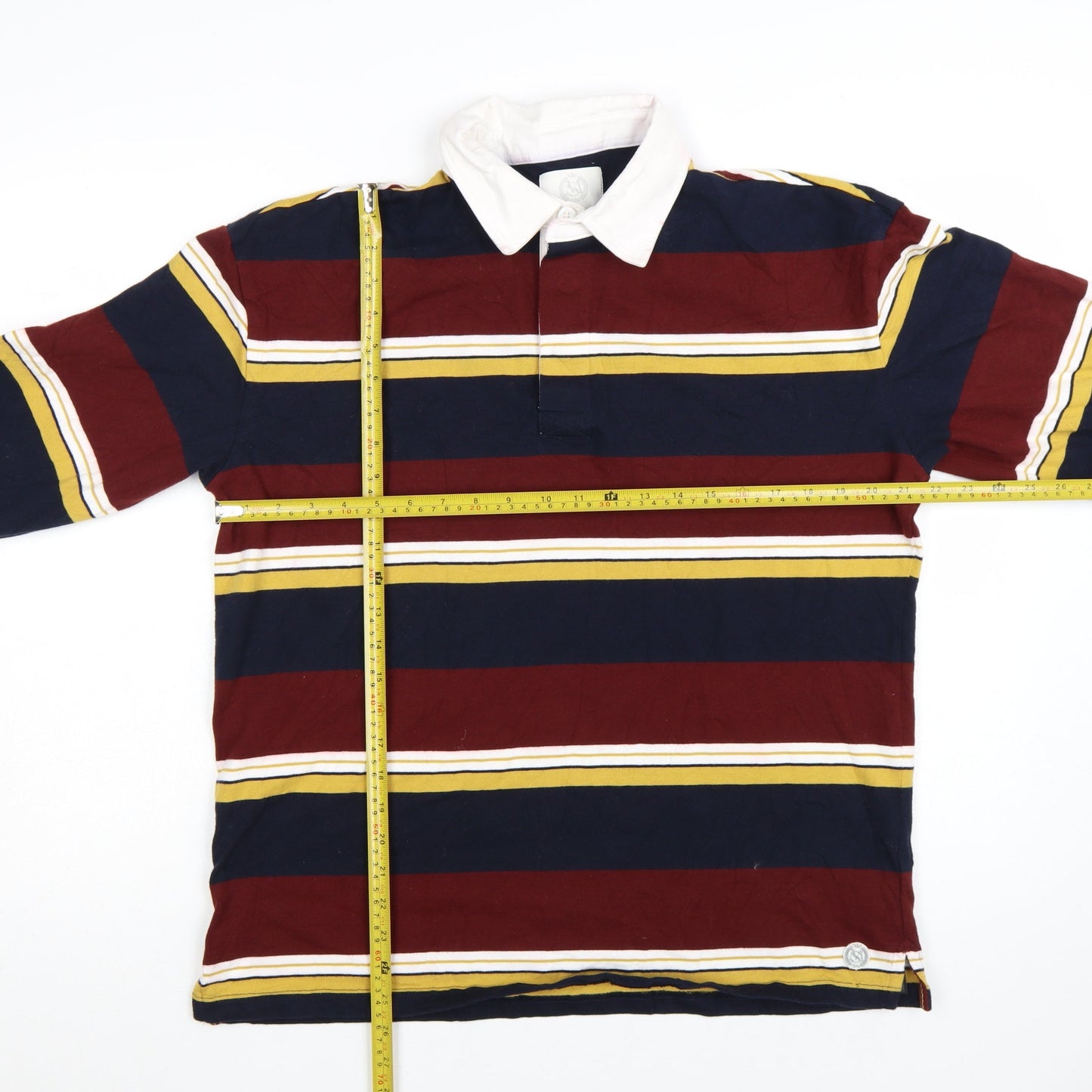 Marks and Spencer Men's Multicoloured Striped Long Sleeve Polo M