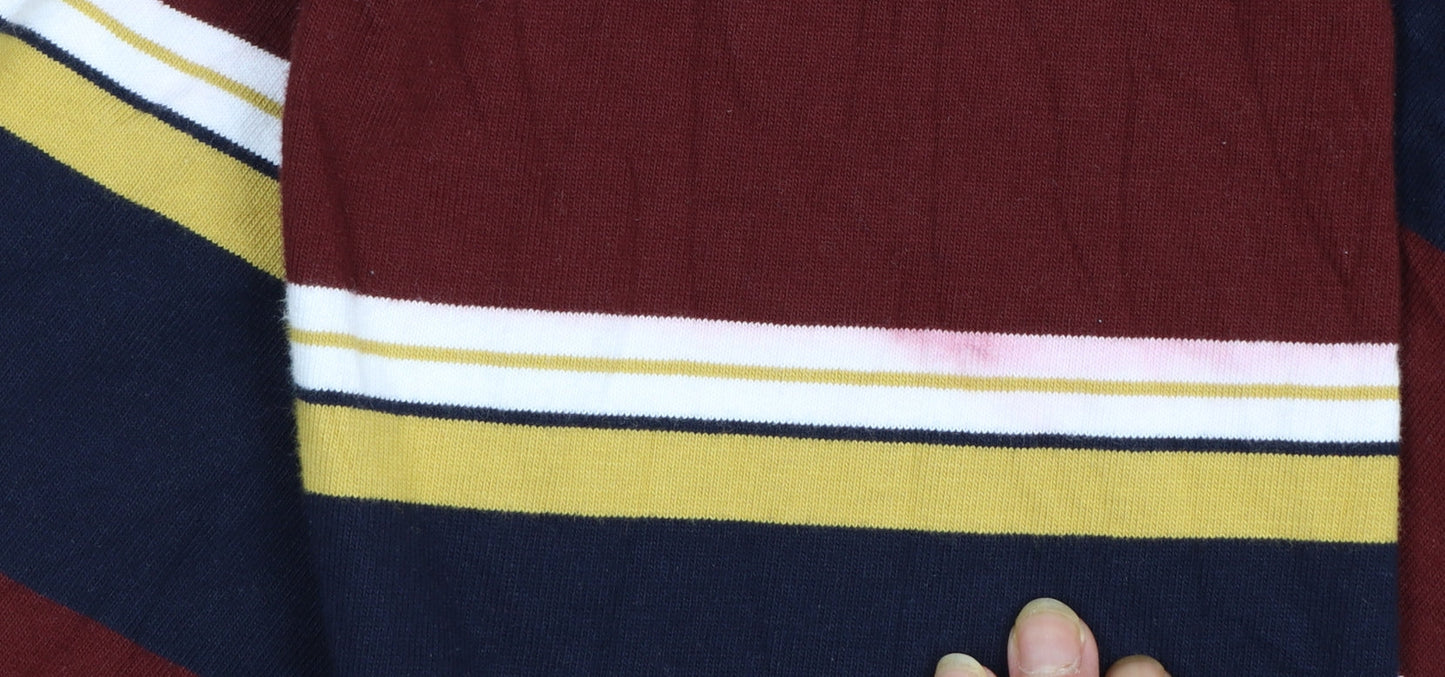 Marks and Spencer Men's Multicoloured Striped Long Sleeve Polo M