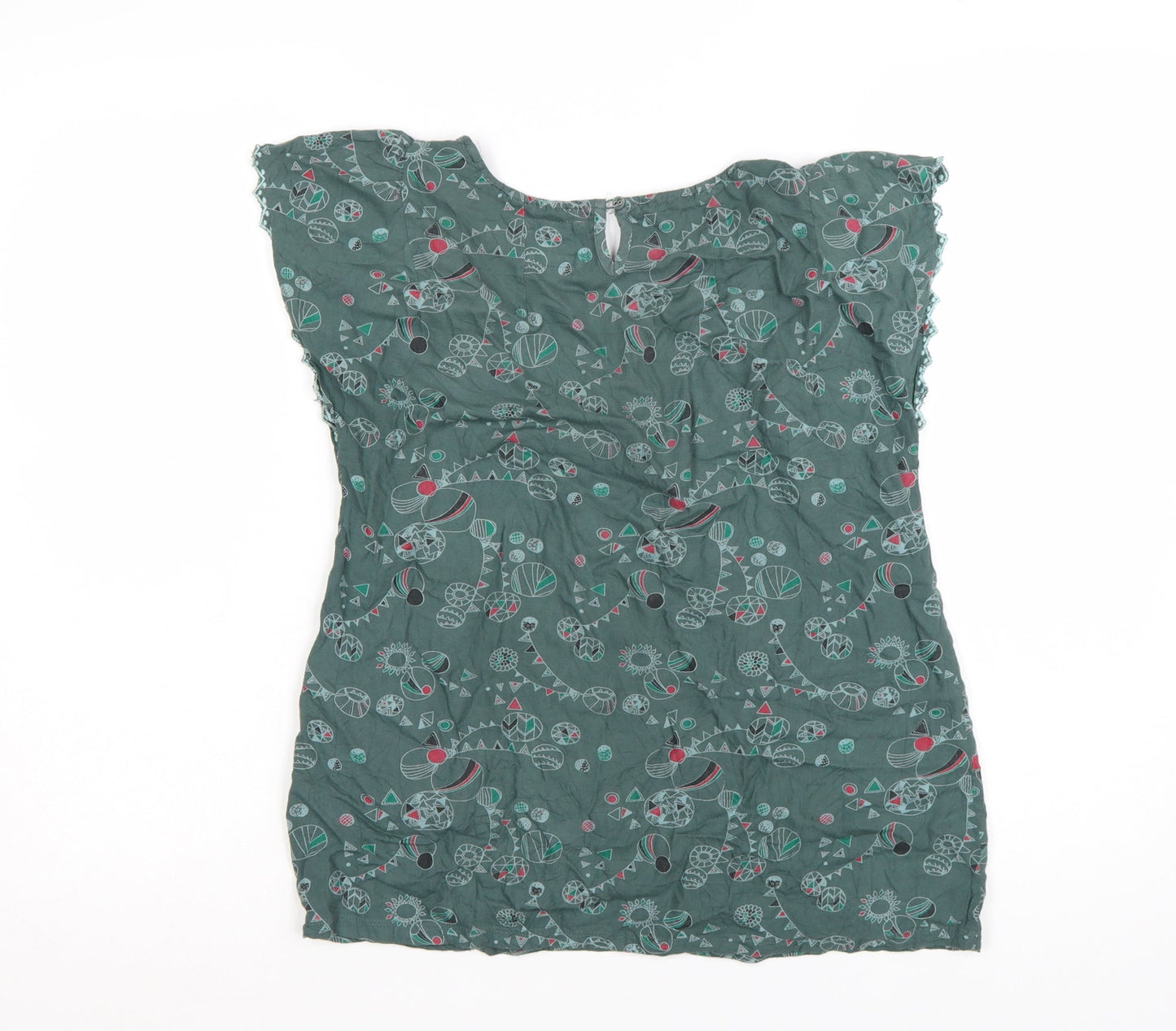 Mantaray Women's Green Floral Cotton Short Sleeve Shift Dress Size 12