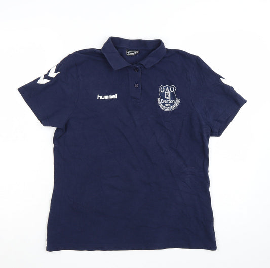 Hummel Everton Blue Mens M Regular Fit Short Sleeve Polo Shirt