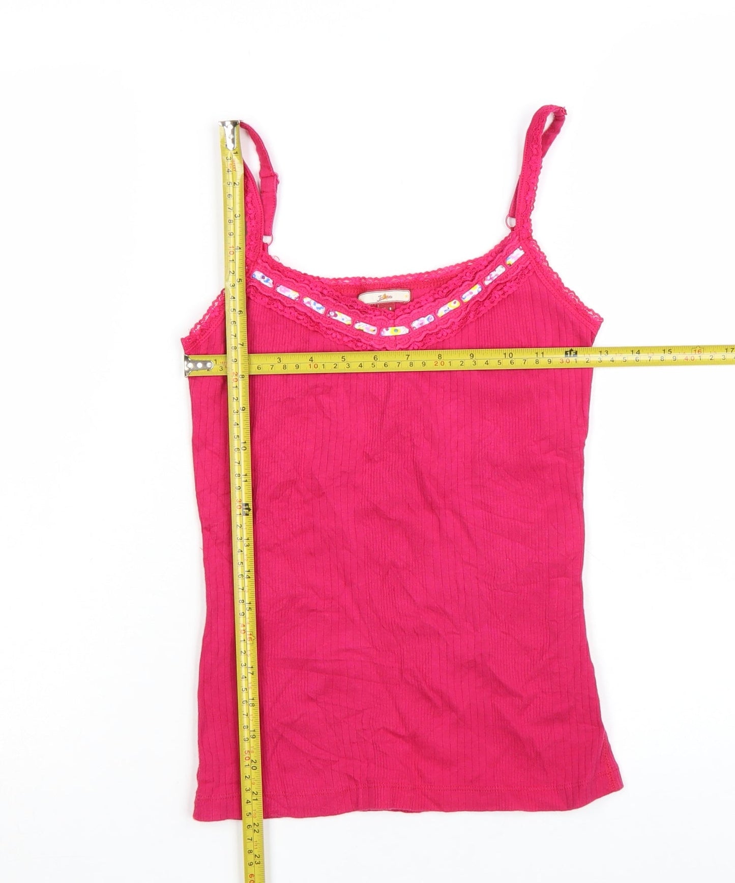 Joe Browns Women's Pink Lace Trim Cotton Camisole Vest Top Size 8