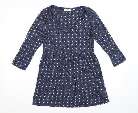 Fat Face Women’s Blue Geometric Fit & Flare Jersey Dress Size 8