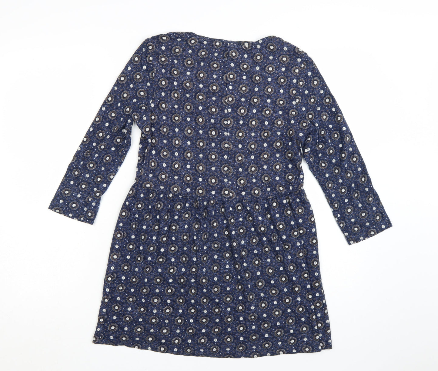 Fat Face Women’s Blue Geometric Fit & Flare Jersey Dress Size 8