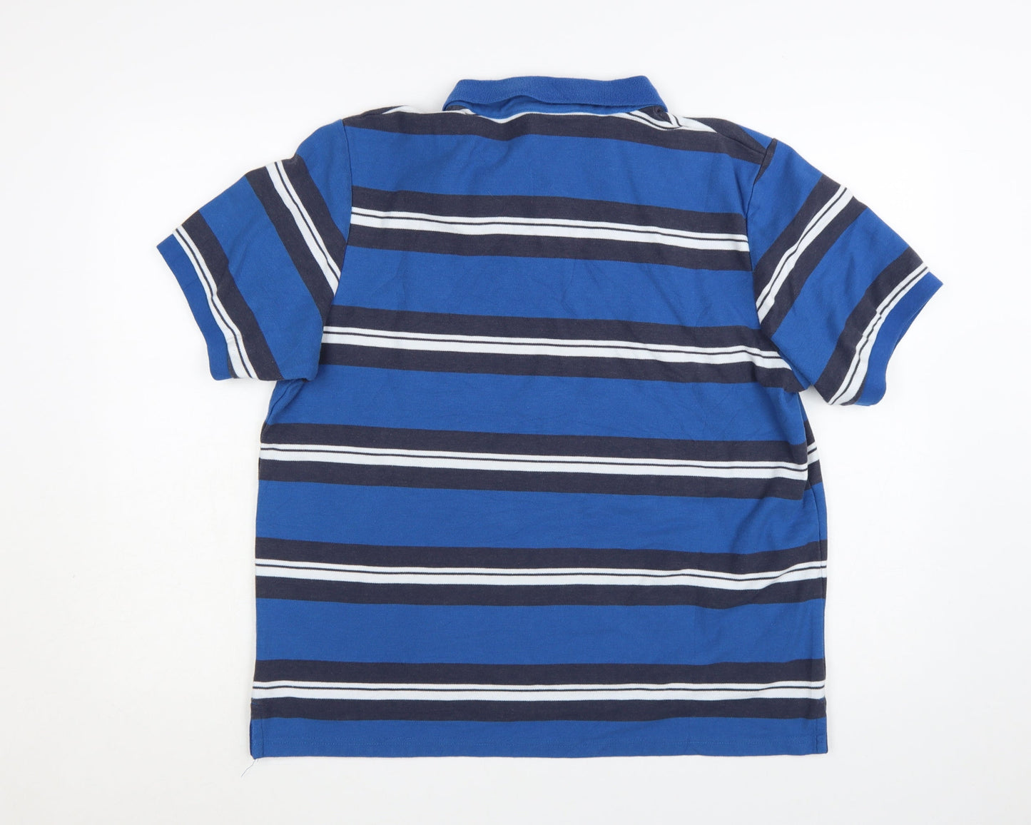 Lonsdale Men’s Blue Striped Polo Shirt Size XL Short Sleeve Cotton Blend