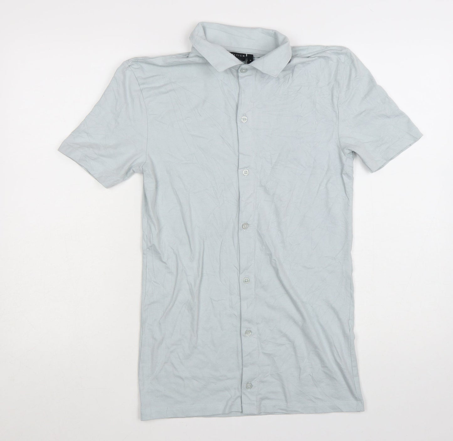 ASOS DESIGN Men's Grey Slim Fit Short Sleeve Button-Up Shirt Size S
